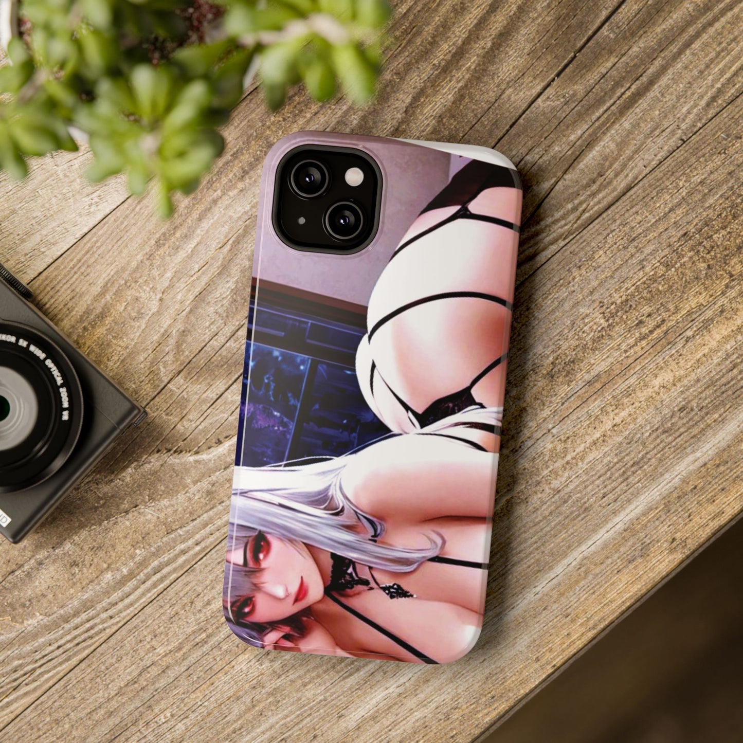 Impact-Resistant Phone Case - Curvy Silver Haired Anime Bombshell