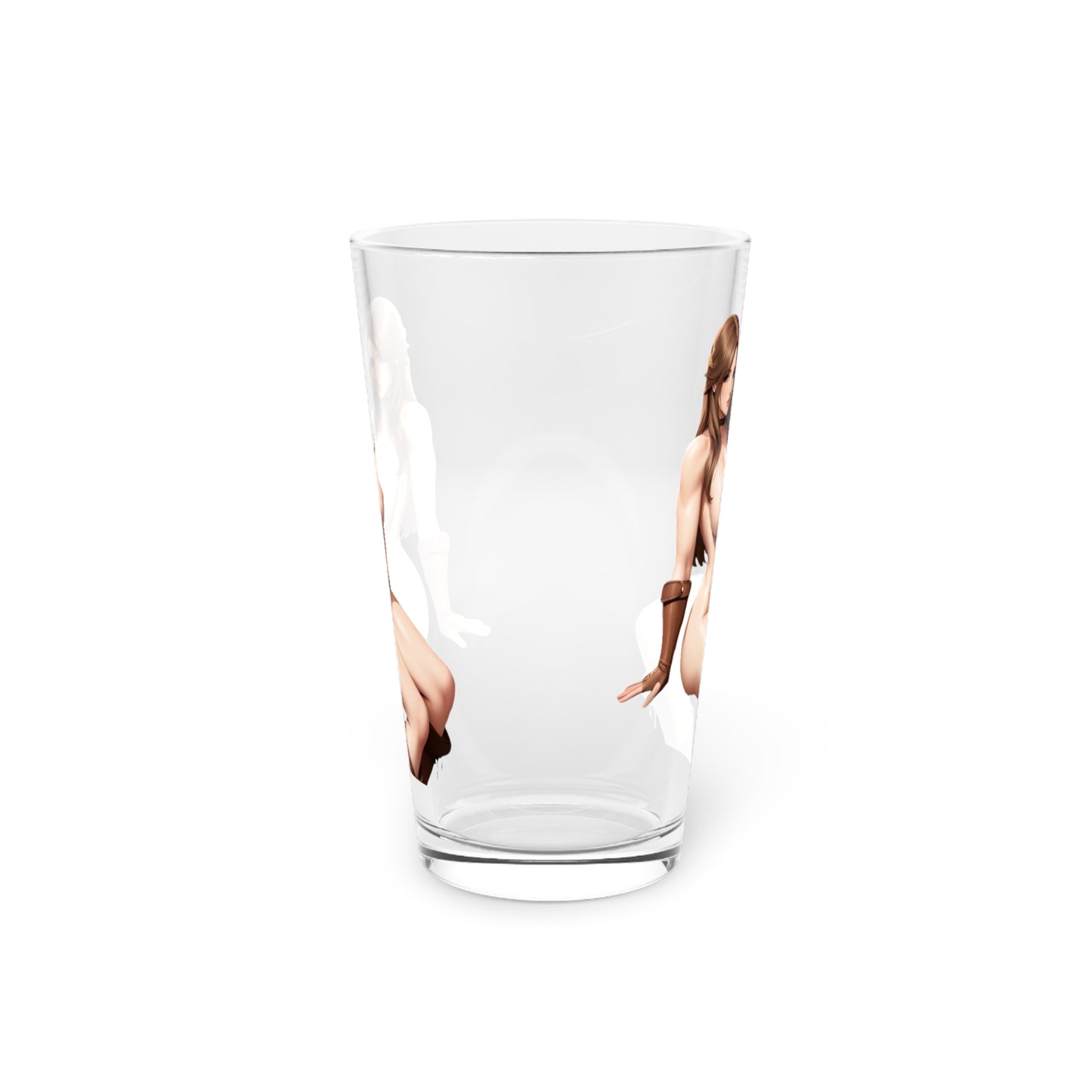 Pint Glass, 16oz - Nude Brunette by a Stream in the Forest