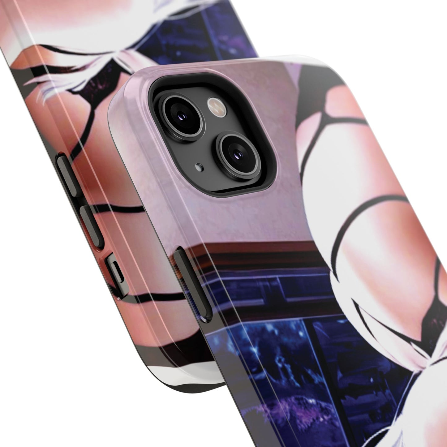 Impact-Resistant Phone Case - Curvy Silver Haired Anime Bombshell