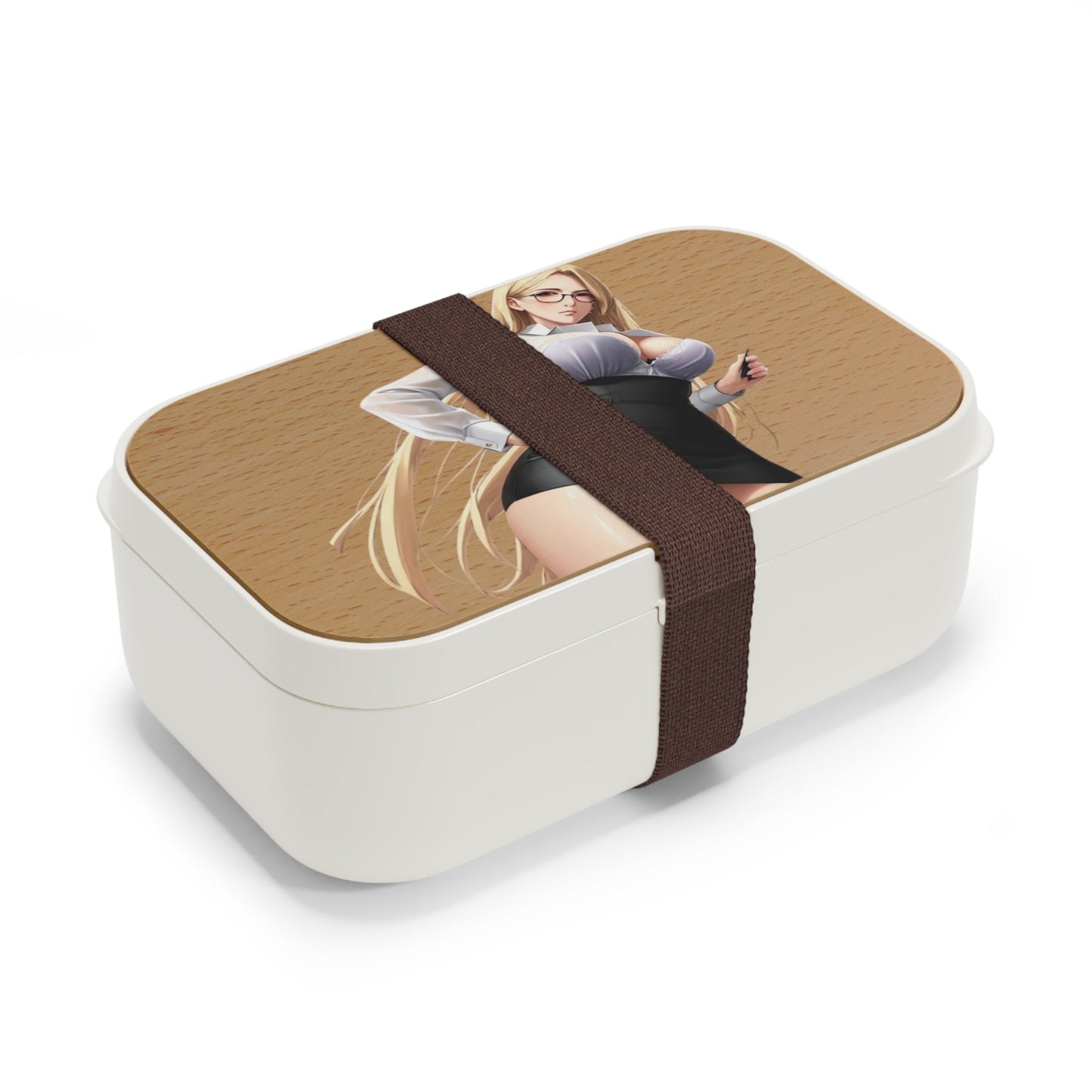 Bento Lunch Box - Classy Blonde Woman in Glasses and a Wet Blouse and Pencil Skirt