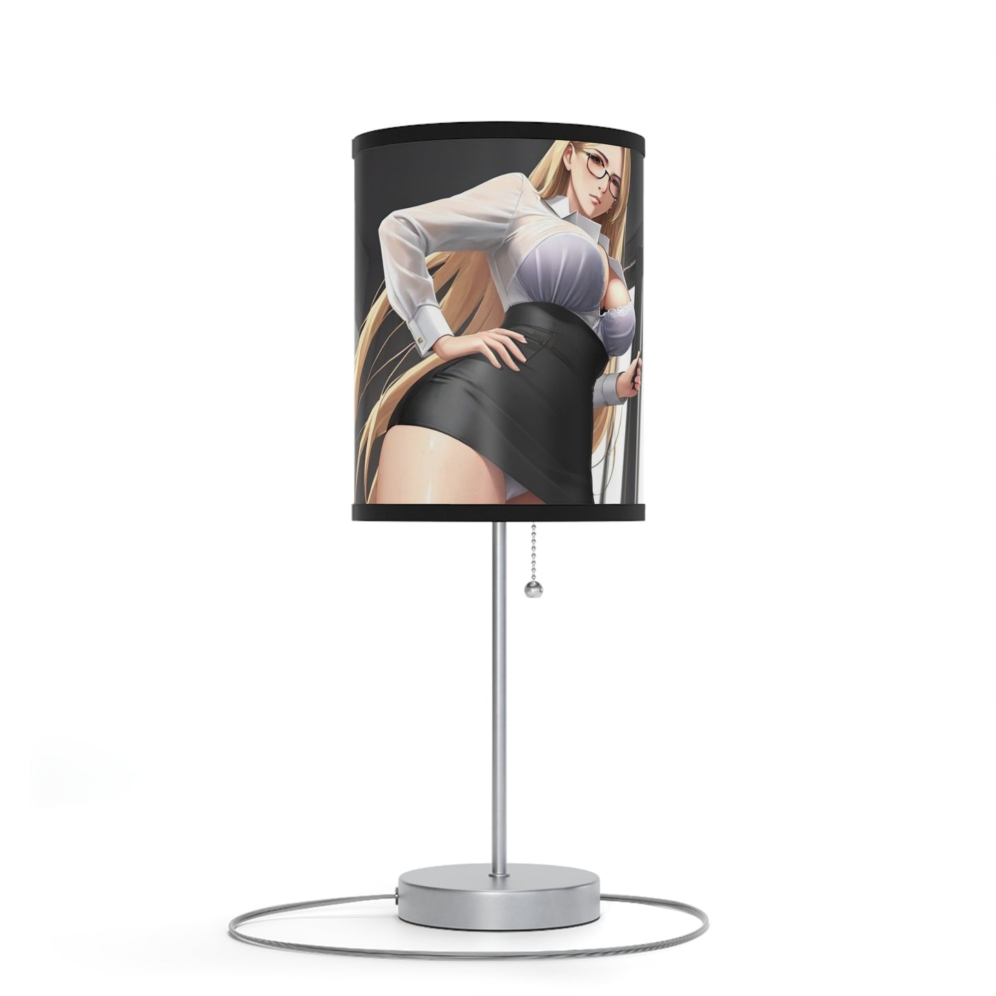 Lamp on a Stand, US|CA plug - Classy Blonde Woman in Glasses and a Wet Blouse and Pencil Skirt