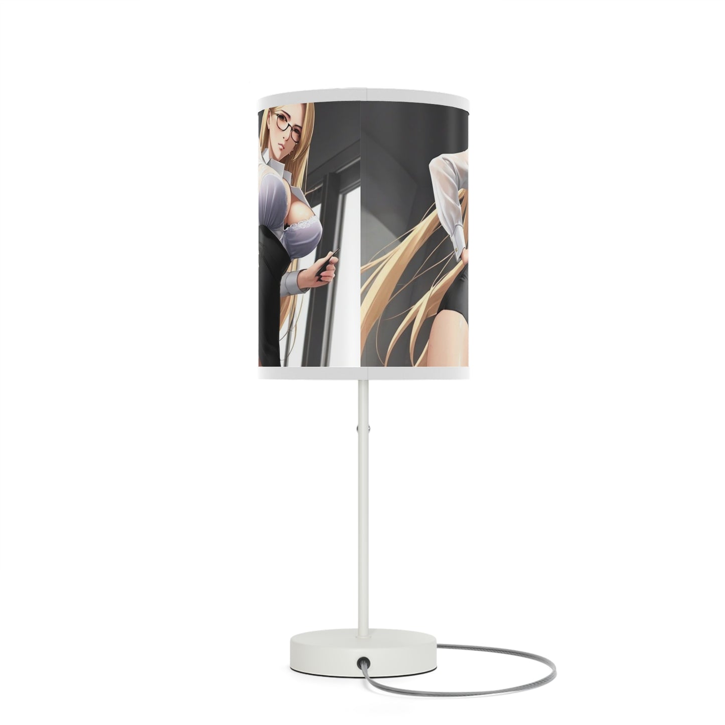 Lamp on a Stand, US|CA plug - Classy Blonde Woman in Glasses and a Wet Blouse and Pencil Skirt