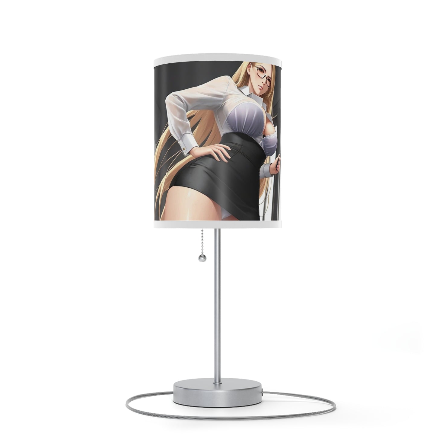 Lamp on a Stand, US|CA plug - Classy Blonde Woman in Glasses and a Wet Blouse and Pencil Skirt