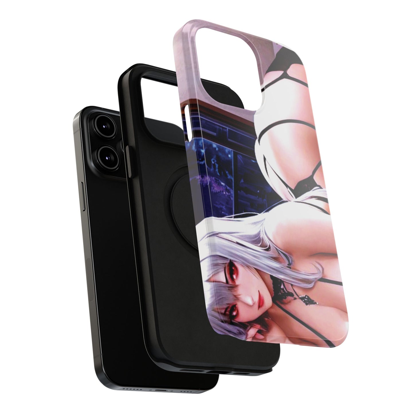 Impact-Resistant Phone Case - Curvy Silver Haired Anime Bombshell