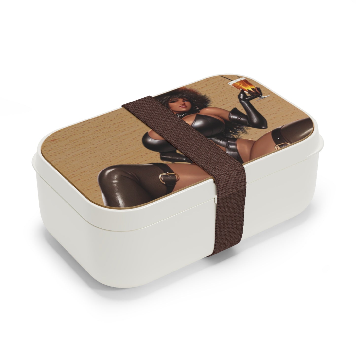 Bento Lunch Box - Sexy Dark Skinned Woman With Afro in Leather