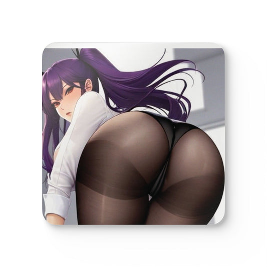 Corkwood Coaster Set - Purple Haired Girl Showing Booty