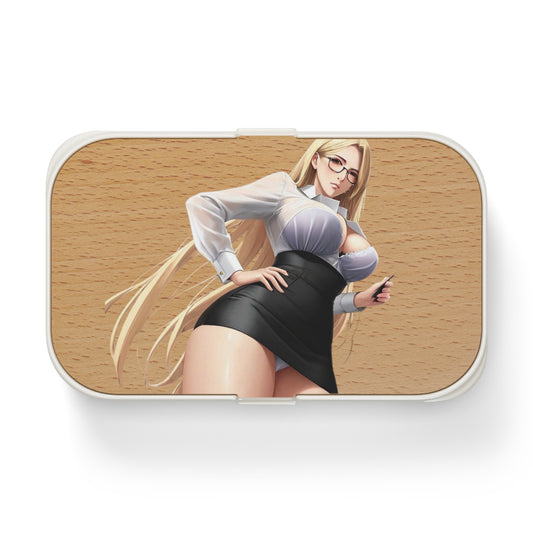 Bento Lunch Box - Classy Blonde Woman in Glasses and a Wet Blouse and Pencil Skirt