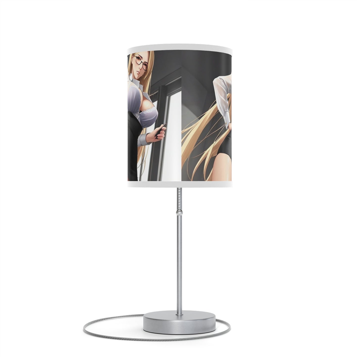 Lamp on a Stand, US|CA plug - Classy Blonde Woman in Glasses and a Wet Blouse and Pencil Skirt