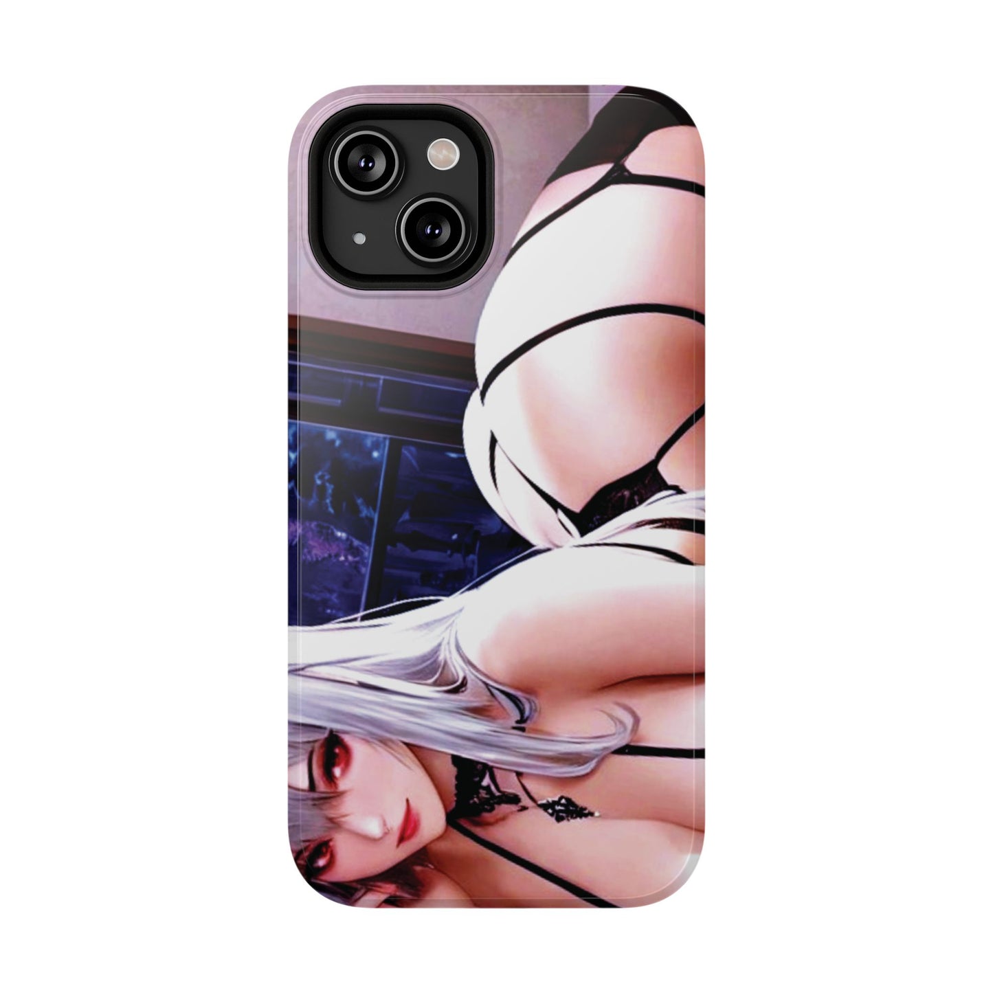 Impact-Resistant Phone Case - Curvy Silver Haired Anime Bombshell