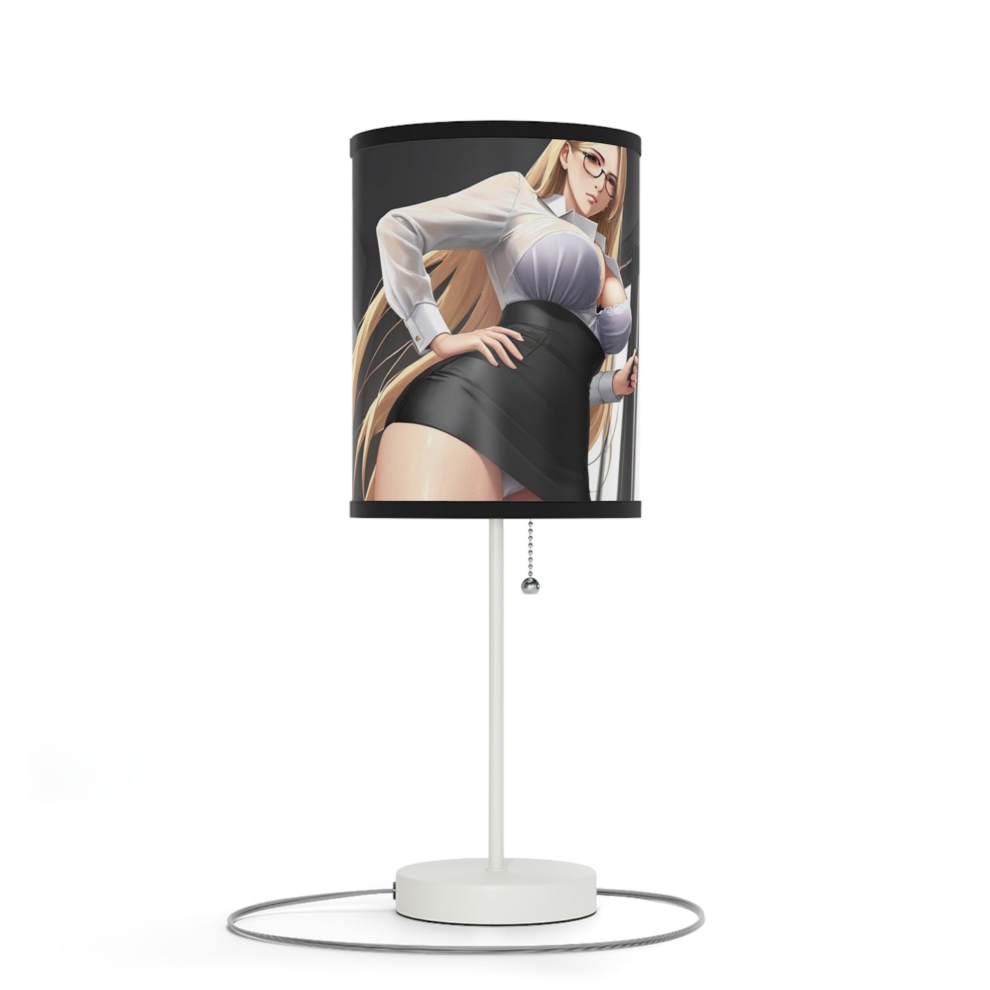 Lamp on a Stand, US|CA plug - Classy Blonde Woman in Glasses and a Wet Blouse and Pencil Skirt